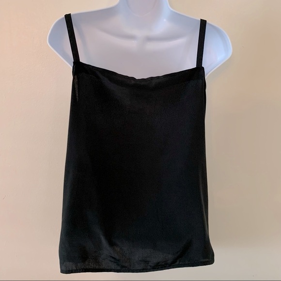 Chagall Black Camisole Sz 10 Floral Lace Trim - Picture 3 of 14